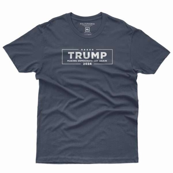 Trump 2024 Make Democrats Cry Again T-Shirt Short Sleeve Classic front navy