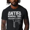 Antifa Removal Tool T-Shirt Crew Short Sleeve Classic Jersey Black by Politiphobia