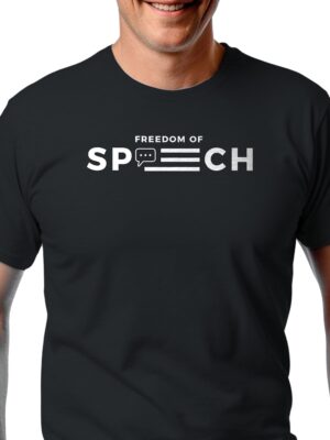 Freedom of Speech USA Logo T-Shirt Crew Short Sleeve Classic Jet Black