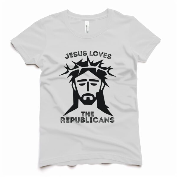 Jesus Loves Republicans Religious Women’s T-Shirt White