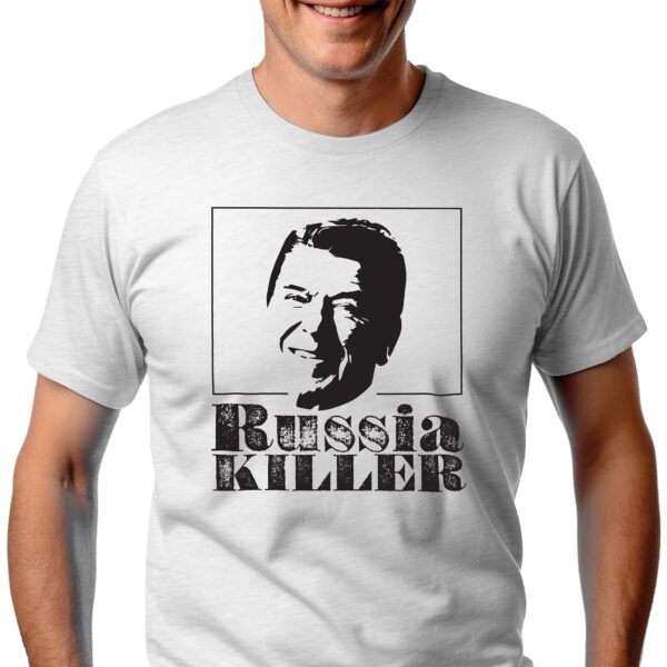 Ronald Reagan Russia Killer Vintage T-Shirt Short Sleeve Classic front white