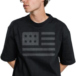 United States Flag Modern Round Icon T-Shirt Short Sleeve Classic Black