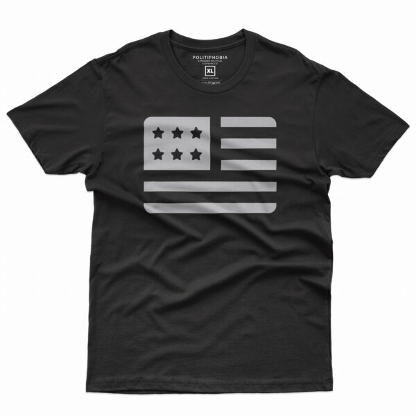 United States Flag Modern Round Icon T-Shirt Short Sleeve Classic front black