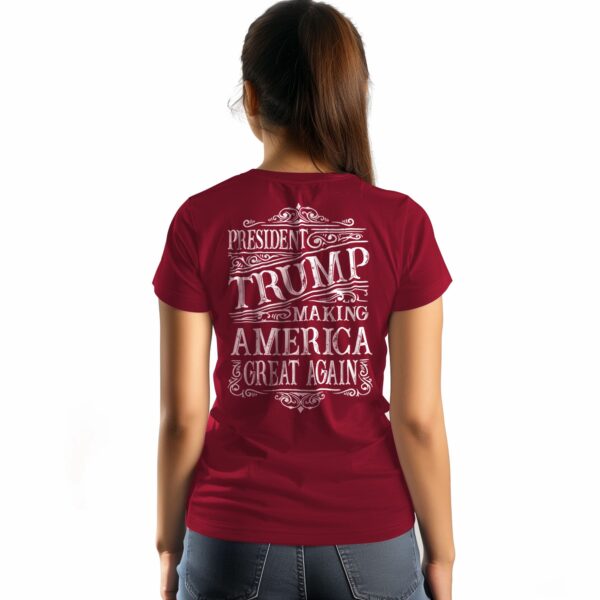 President Trump Make America Great Again Wild West MAGA Women's T-Shirt antique cherry red