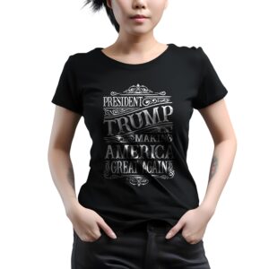 President Trump Make America Great Again Wild West MAGA Women's T-Shirt Chest