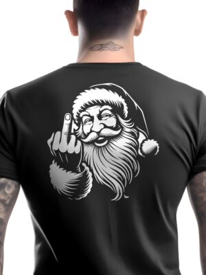 Naughty Santa Black T-Shirt Short Sleeve