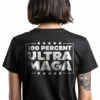 Woman wearing black Ultra MAGA Trump Conservative T-Shirt - Unisex patriotic political graphic tee on female model