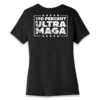 Back flat lay of black 100% Ultra MAGA women's T-shirt - bold conservative patriotic graphic tee