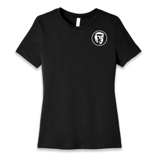 Front flat lay of black 100% Ultra MAGA women's T-shirt - bold conservative patriotic graphic tee