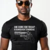 5065-BLK-UNI-M_CR Front view of man wearing black Cure for Trump TDS T-Shirt - Funny unisex political graphic tee for Trump supporters