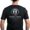 Back of man wearing black Trump Mean Tweets 2024 Free Speech T-Shirt - Unisex pro-Trump patriotic graphic tee