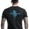 Back of man wearing black Chinese Dragon Slayer T-Shirt - America First unisex patriotic graphic tee