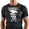 Man wearing black Trump Alpha Male T-Shirt - Unisex 2028 MAGA patriotic graphic tee Front Logo