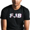 Man wearing black FJB Glitch T-Shirt - Anti-Biden conservative unisex political graphic tee