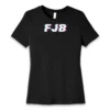 Front flat lay of black FJB Glitch women's T-shirt - anti-Biden conservative satirical graphic tee