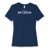 Front flat lay of navy Freedom of Speech women's T-shirt - patriotic First Amendment graphic tee