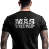 Man wearing black Más Trump Spanish T-Shirt - Latino MAGA 2028 unisex patriotic graphic tee back design