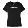 Front flat lay of black Civil War Minimalist women's T-shirt - pro-America minimalist patriotic graphic tee