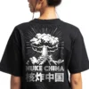 Woman wearing a black Anti-CCP China Conservative T-Shirt - Pro USA unisex patriotic graphic tee on female model