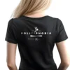 Woman wearing black Politiphobia Brand Women's T-shirt - Unisex conservative patriot brand graphic tee
