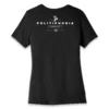 Back flat lay of black Politiphobia Brand women's T-shirt - conservative patriot brand graphic tee