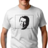 Man wearing white Ronald Reagan Vintage Conservative T-Shirt - Unisex patriotic Republican graphic tee - front design black logo