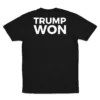 Back Flat lay of black Trump Won 2024 unisex T-shirt - patriotic victory graphic tee