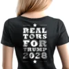 Woman realtor wearing black Realtors for Trump 2028 Women's T-shirt - Unisex pro-Trump real estate patriotic graphic tee
