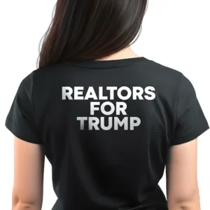 Woman real estate agent wearing black Realtors for Trump Modern Women's T-shirt - Unisex modern pro-Trump real estate graphic tee