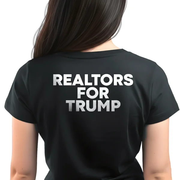 Woman real estate agent wearing black Realtors for Trump Modern Women's T-shirt - Unisex modern pro-Trump real estate graphic tee