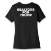 Back flat lay of black Realtors for Trump Modern women's T-shirt - modern pro-Trump real estate graphic tee