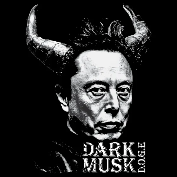 Dark Musk Doge T-Shirt - Meme Political Satire Tee back graphic design