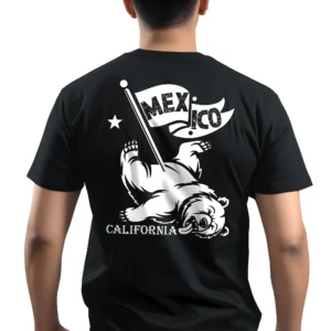 5475-BLK-UNI-M Man wearing black Death of California T-Shirt - Unisex conservative graphic tee critiquing state decline