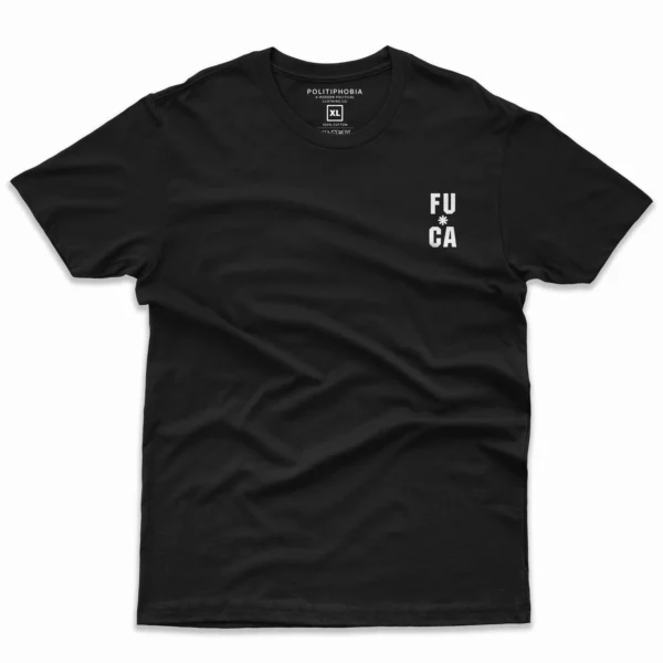 5480-BLK-F-G Front Flat lay of black Anti California unisex T-shirt - bold conservative statement graphic tee
