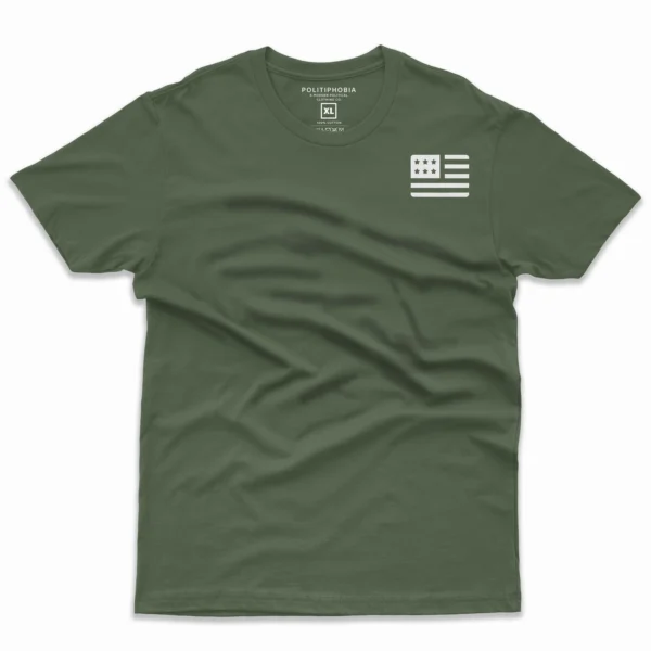 Front Flat lay of military green MAGA Patriot Eagle unisex T-shirt - patriotic conservative graphic tee