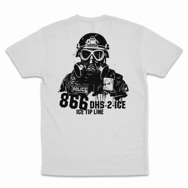 5495-WHT-B-G_CRF Back Flat lay of white ICE Tip Line unisex T-shirt - pro law enforcement patriotic graphic tee