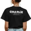 Woman wearing black Charlie Kirk Memorial T-Shirt - Unisex conservative patriot tribute graphic tee on female model