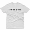 Flat lay of white Charlie Kirk Freedom unisex T-shirt – memorial patriot conservative graphic tee
