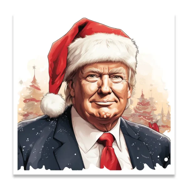 Donald Trump Santa Claus Christmas cards illustration 45th and 47th President greeting card