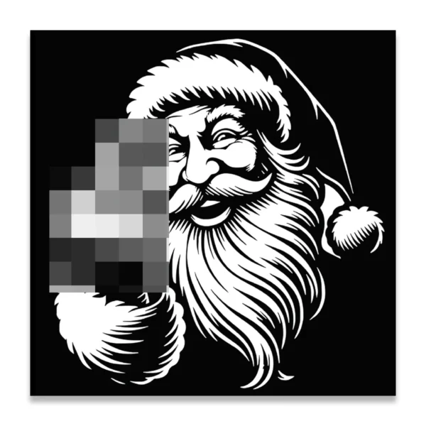 Black and white Naughty Santa Christmas Greeting Cards